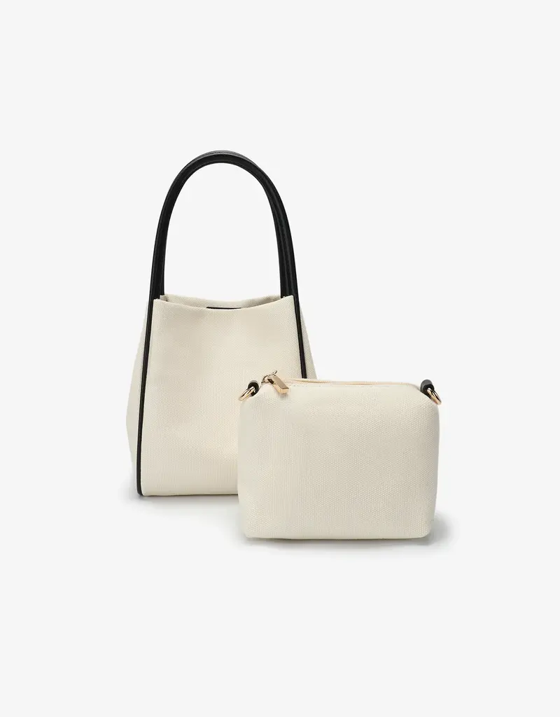 J.HOFFMAN'S Hollace Mini Tote Canvas Contrast Black