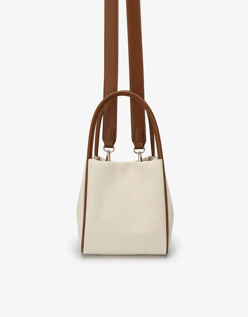 J.HOFFMAN'S Hollace Mini Tote Canvas Contrast Brown