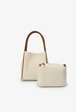 J.HOFFMAN'S Hollace Mini Tote Canvas Contrast Brown