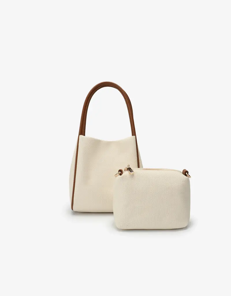 J.HOFFMAN'S Hollace Mini Tote Canvas Contrast Brown