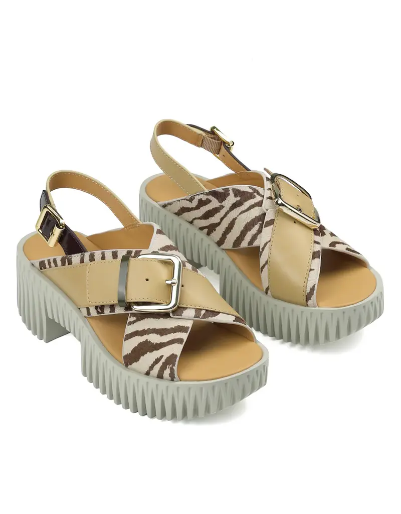 J.HOFFMAN'S Plia Juno Platform Sandal - Zebra Mix