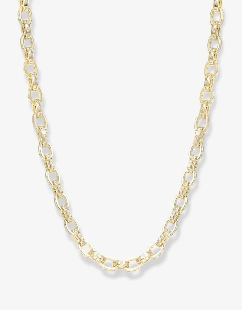 J.HOFFMAN'S Ashley Chain Link Necklace 4mm- White CZ