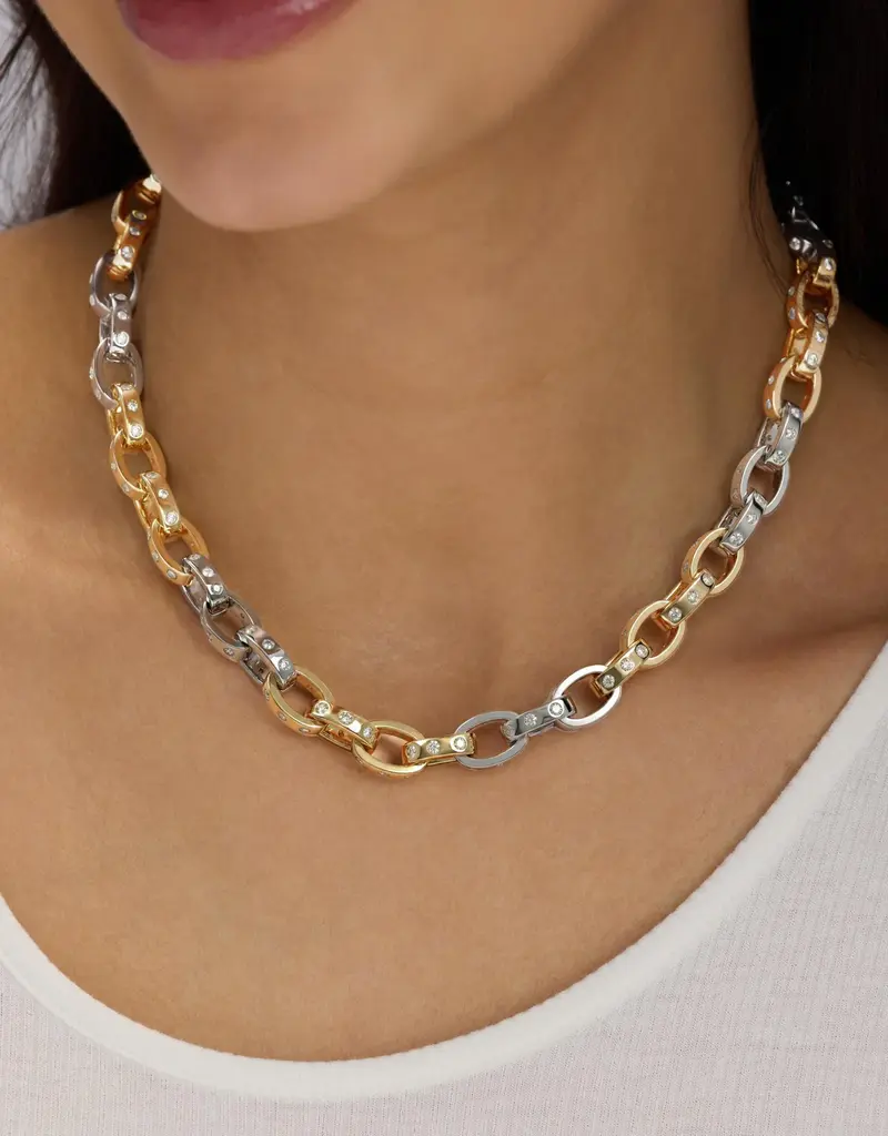 J.HOFFMAN'S Ashley Chain Link Necklace 4mm- White CZ