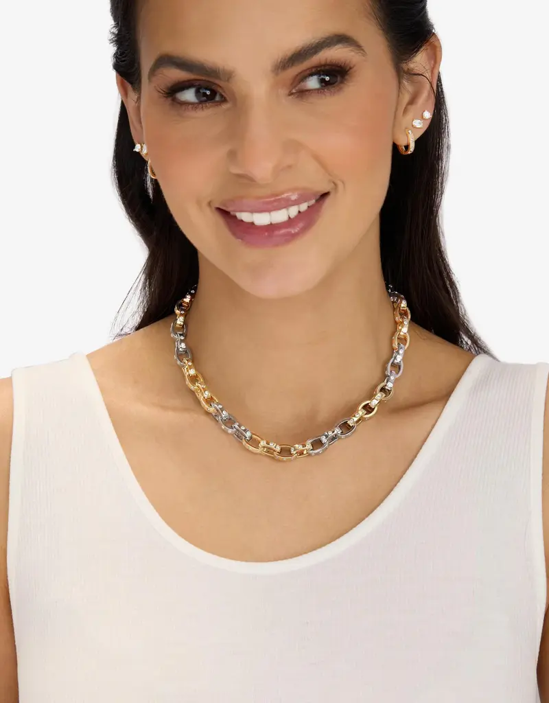 J.HOFFMAN'S Ashley Chain Link Necklace 4mm- White CZ