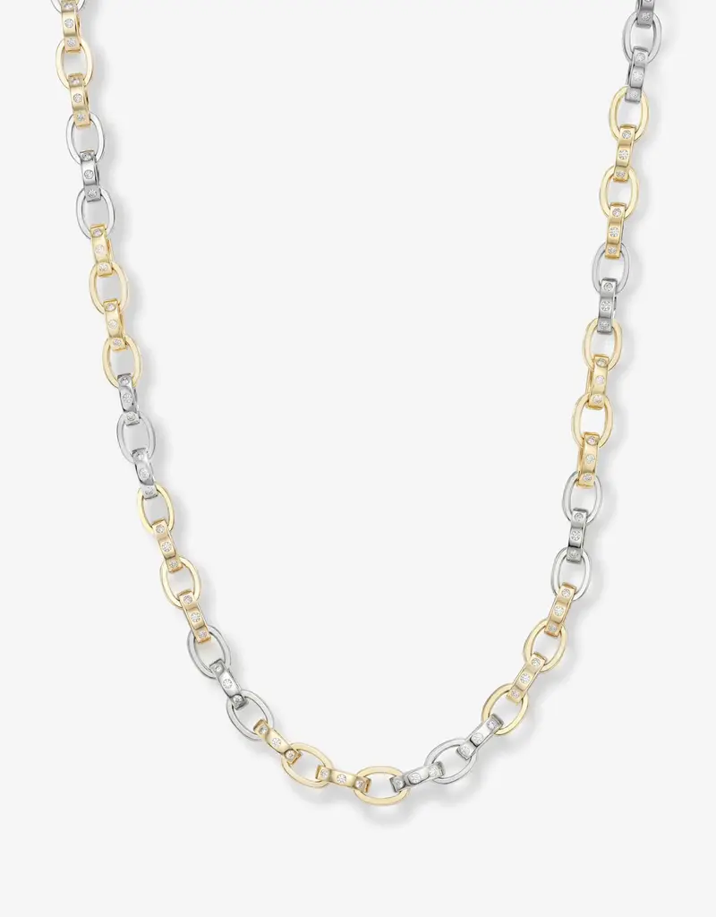 J.HOFFMAN'S Ashley Chain Link Necklace 4mm- White CZ