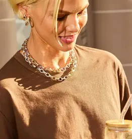 J.HOFFMAN'S Ashley Chain Link Necklace 4mm- White CZ