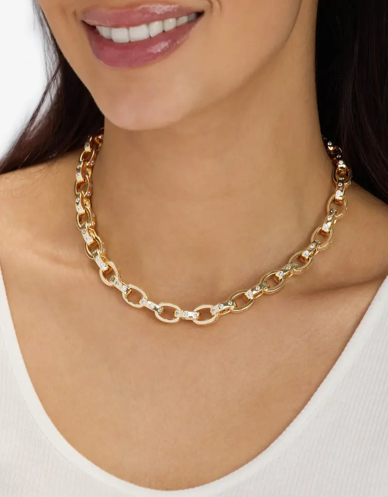 J.HOFFMAN'S Ashley Chain Link Necklace 4mm- White CZ