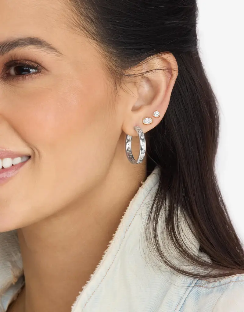 J.HOFFMAN'S Ashley Infinity Reversible Hoops 1" White CZ