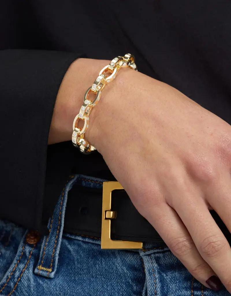 J.HOFFMAN'S Ashley Chain Link Bracelet 4mm- White CZ