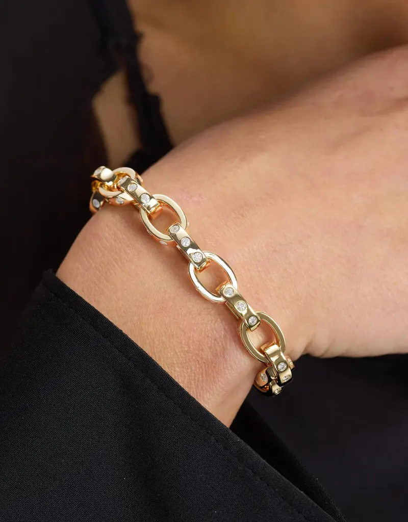 J.HOFFMAN'S Ashley Chain Link Bracelet 4mm- White CZ