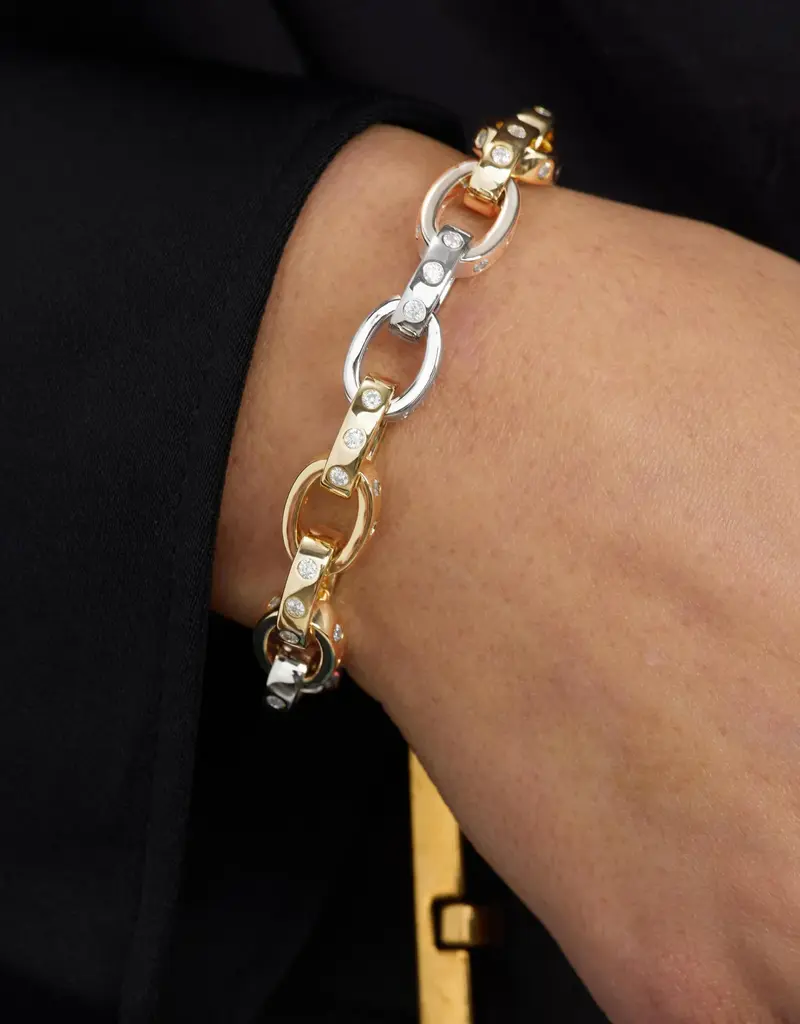 J.HOFFMAN'S Ashley Chain Link Bracelet 4mm- White CZ