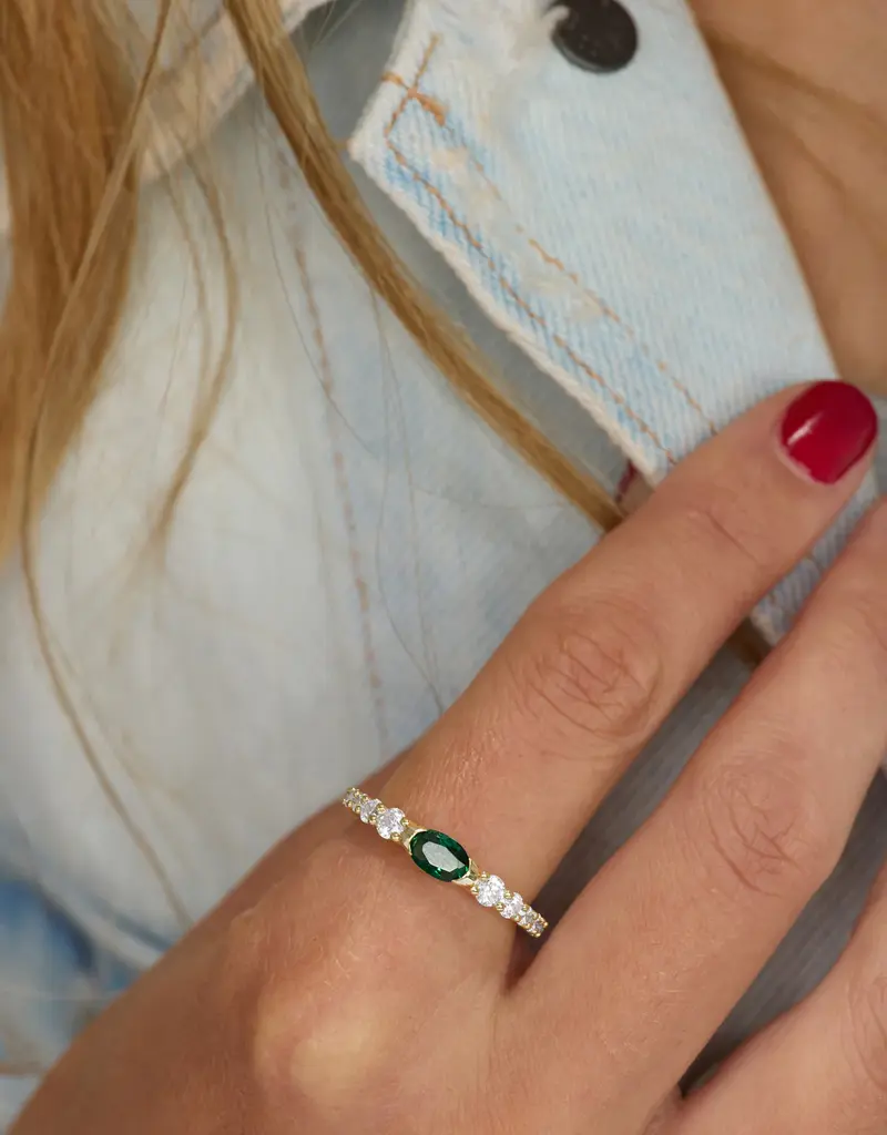 J.HOFFMAN'S Shes So Extra Ring- Emerald