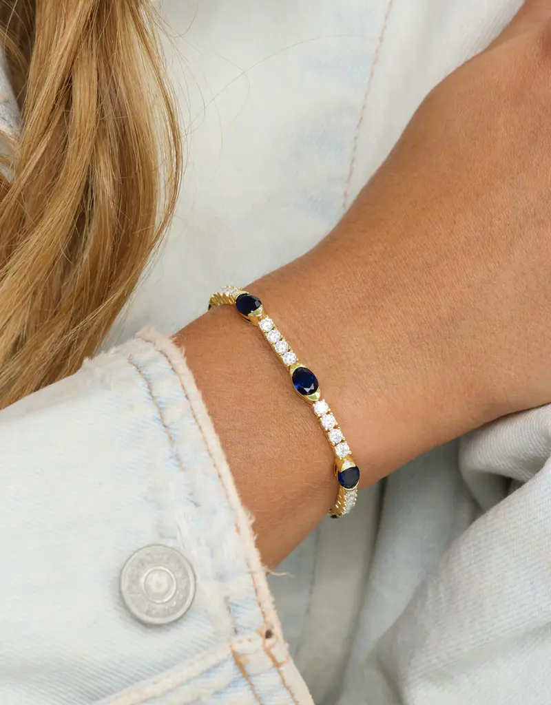 J.HOFFMAN'S Shes So Extra Tennis Bracelet- Blue Sapphire