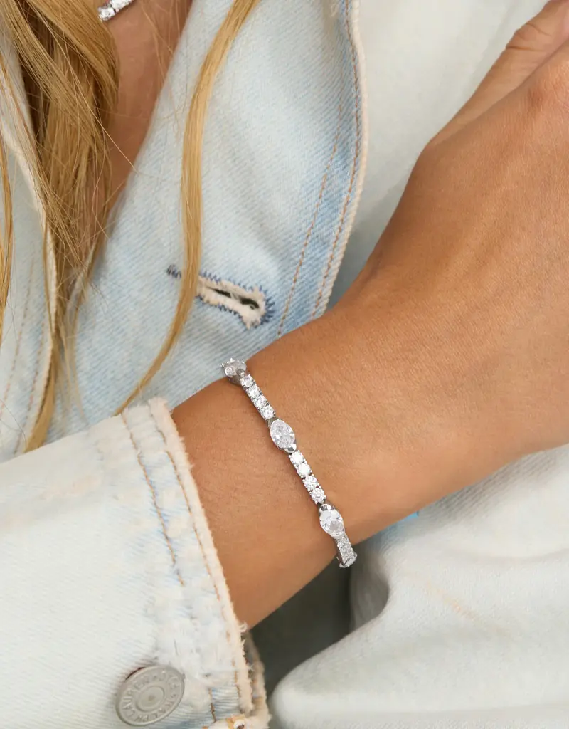 J.HOFFMAN'S Shes So Extra Tennis Bracelet- White