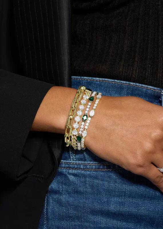 J.HOFFMAN'S Shes So Extra Tennis Bracelet- White