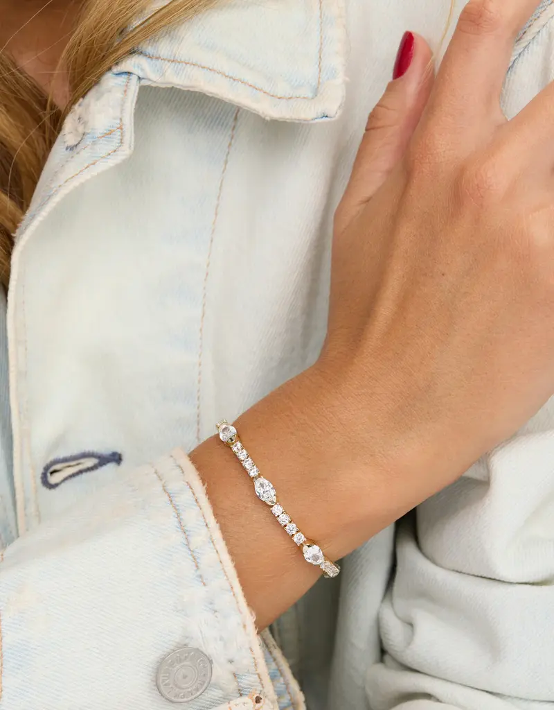 J.HOFFMAN'S Shes So Extra Tennis Bracelet- White