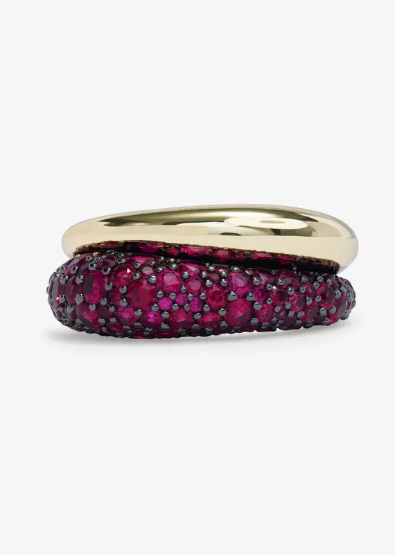 J.HOFFMAN'S Norah Loves a Pave Double Ring- Ruby