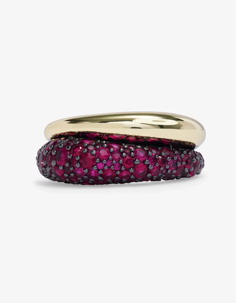 J.HOFFMAN'S Norah Loves a Pave Double Ring- Ruby