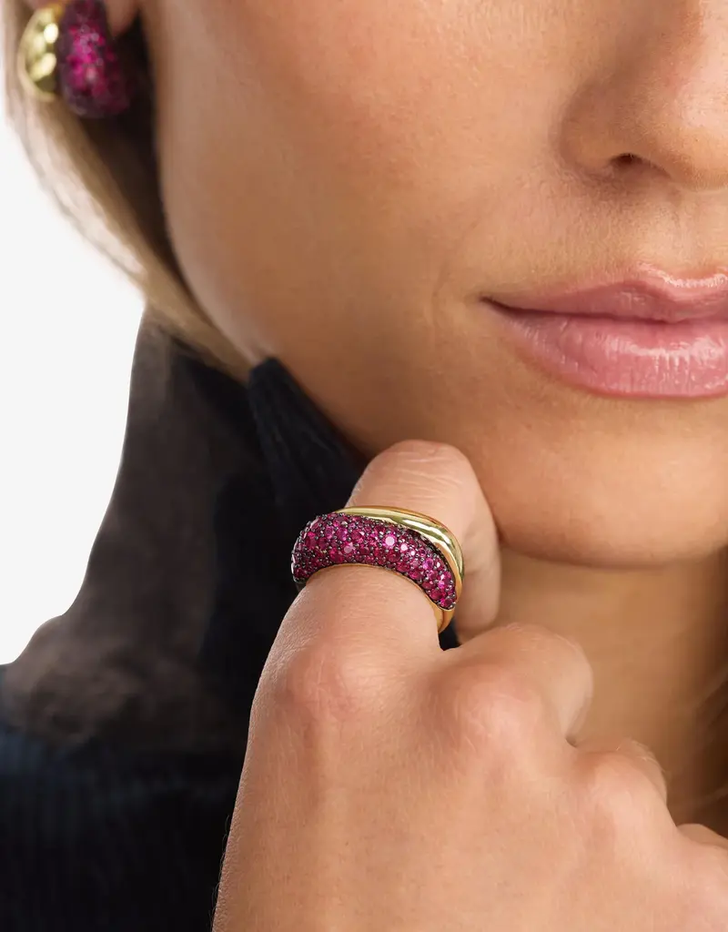 J.HOFFMAN'S Norah Loves a Pave Double Ring- Ruby