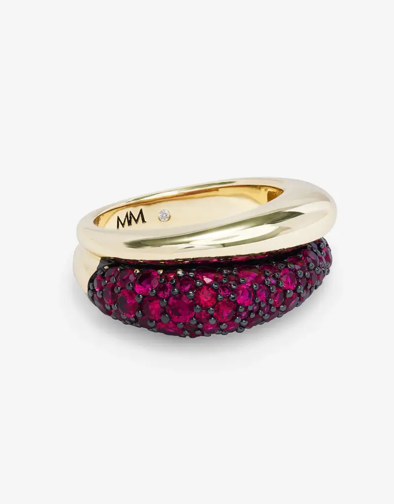 J.HOFFMAN'S Norah Loves a Pave Double Ring- Ruby