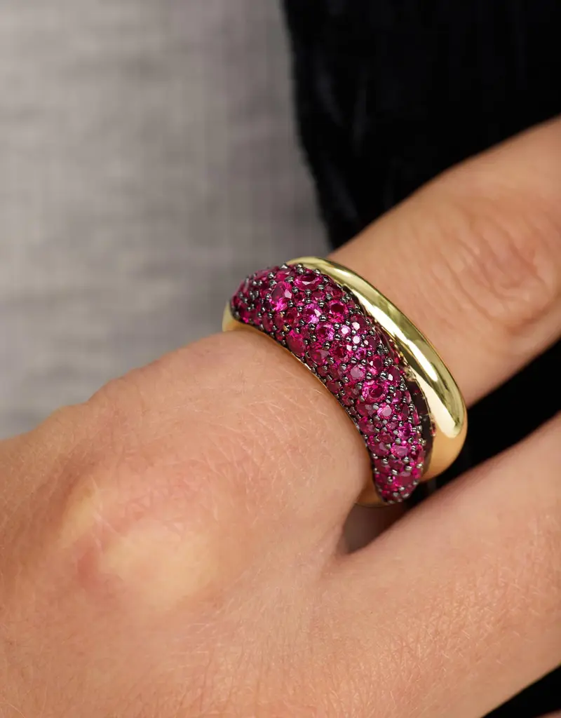 J.HOFFMAN'S Norah Loves a Pave Double Ring- Ruby