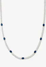 J.HOFFMAN'S Shes So Extra Tennis Necklace Gold- Blue Sapphire