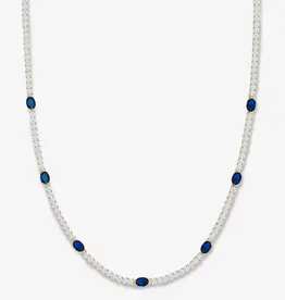 J.HOFFMAN'S Shes So Extra Tennis Necklace Gold- Blue Sapphire