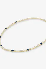 J.HOFFMAN'S Shes So Extra Tennis Necklace Gold- Blue Sapphire