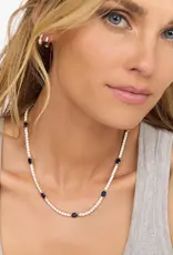 J.HOFFMAN'S Shes So Extra Tennis Necklace Gold- Blue Sapphire