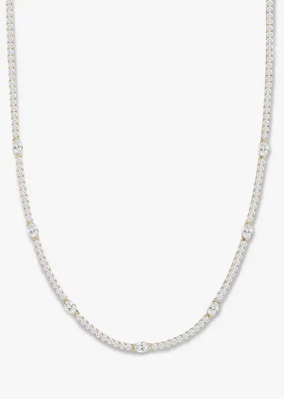 J.HOFFMAN'S Shes So Extra Tennis Necklace Gold - White