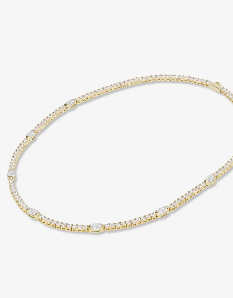 J.HOFFMAN'S Shes So Extra Tennis Necklace Gold - White
