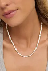 J.HOFFMAN'S Shes So Extra Tennis Necklace Gold - White