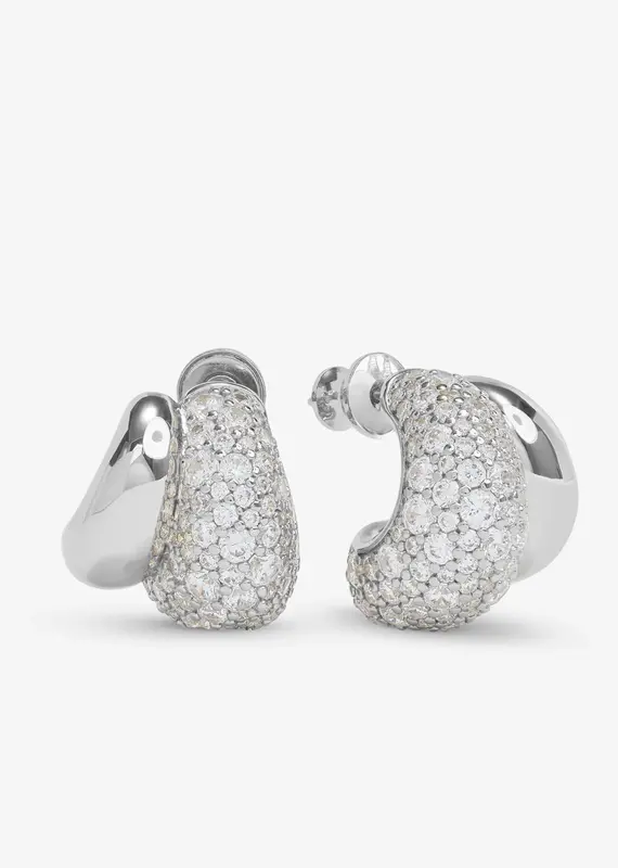 J.HOFFMAN'S Norah Pavé Double Hoop - White