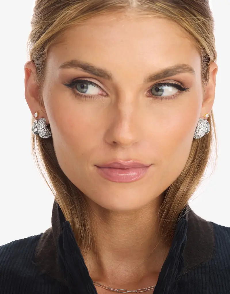 J.HOFFMAN'S Norah Pavé Double Hoop- White