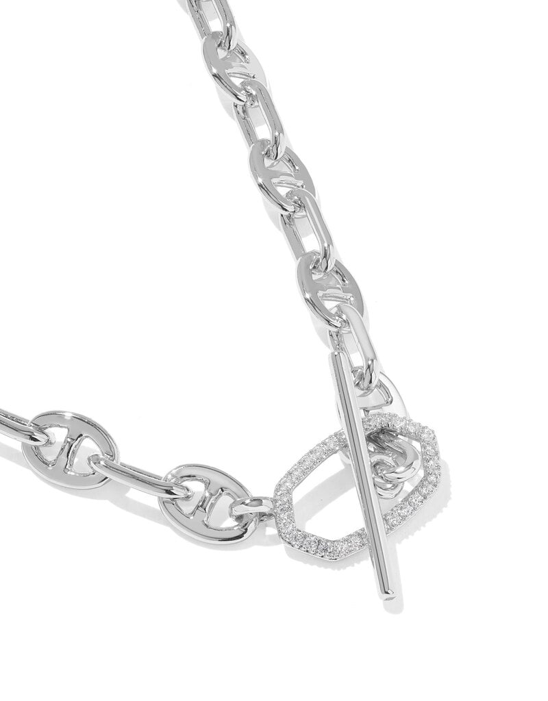 KENDRA SCOTT Elisa Toggle Link Chain Necklace in White CZ