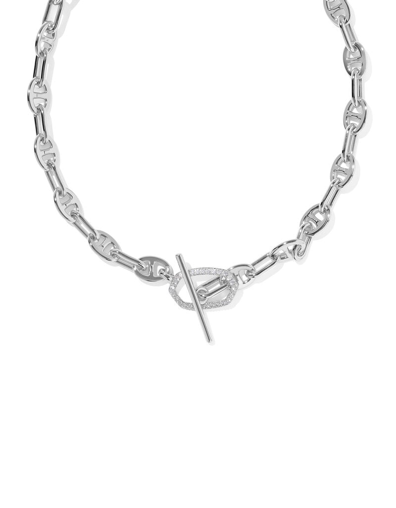 KENDRA SCOTT Elisa Toggle Link Chain Necklace in White CZ