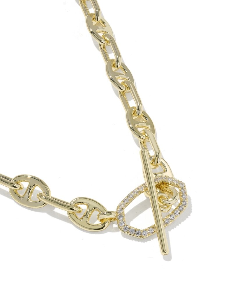 KENDRA SCOTT Elisa Toggle Link Chain Necklace in White CZ