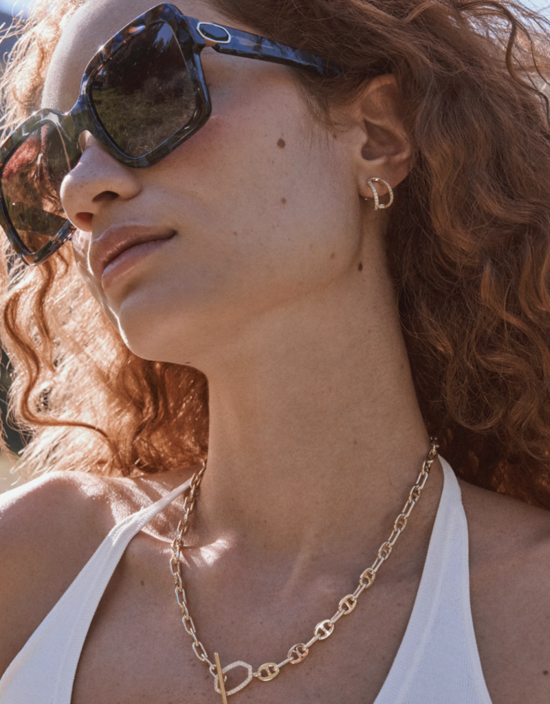 KENDRA SCOTT Elisa Toggle Link Chain Necklace in White CZ