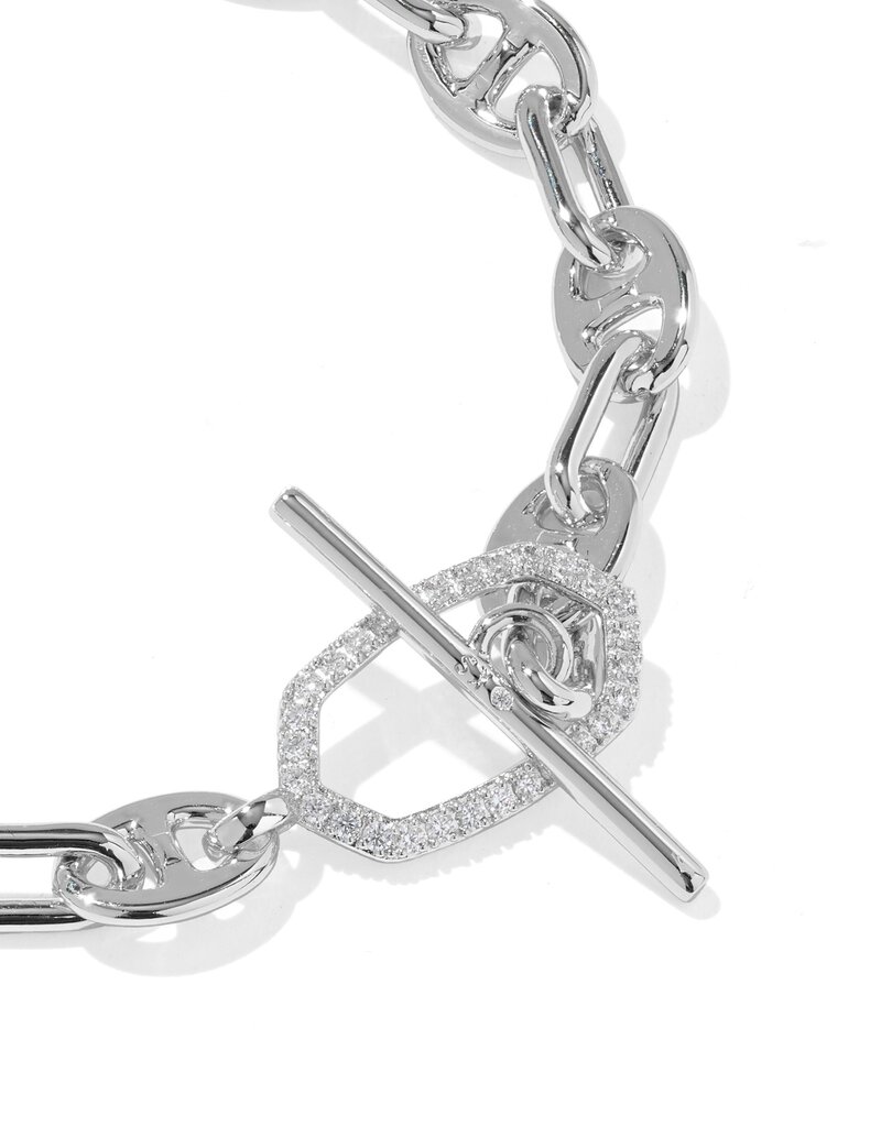 KENDRA SCOTT Elaina Toggle Link Bracelet in White CZ