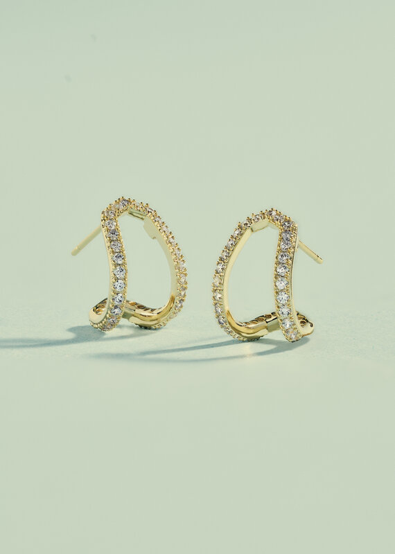 KENDRA SCOTT Daphne Pave Huggies in White CZ