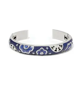 Flora Double Hinged Bangle in Blue