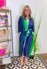 J.HOFFMAN'S Luxe Luna Shirtdress- Navy/ Bold Green