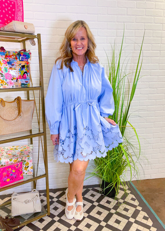 J.HOFFMAN'S Blue Me Away Ruffle Dress