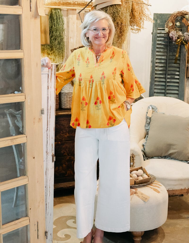 J.HOFFMAN'S Burts Of Sunshine Top- Yellow