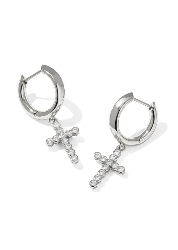 KENDRA SCOTT Cross Crystal Huggie Earrings