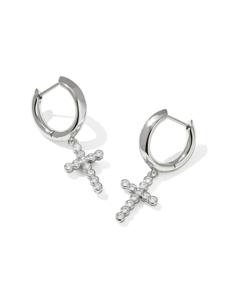 KENDRA SCOTT Cross Crystal Huggie Earrings