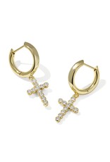 KENDRA SCOTT Cross Crystal Huggie Earrings
