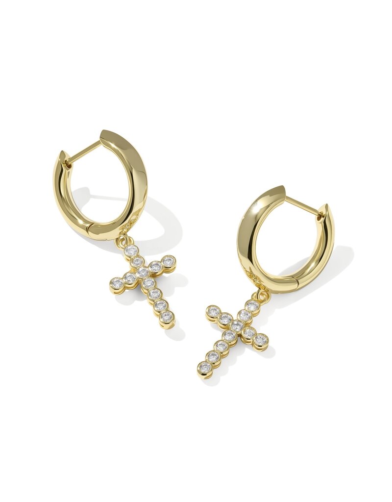 KENDRA SCOTT Cross Crystal Huggie Earrings