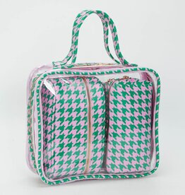J.HOFFMAN'S Clear Cosmetic Bag Set- Pink & Green