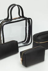 J.HOFFMAN'S Clear Cosmetic Bag Set- Pink & Green